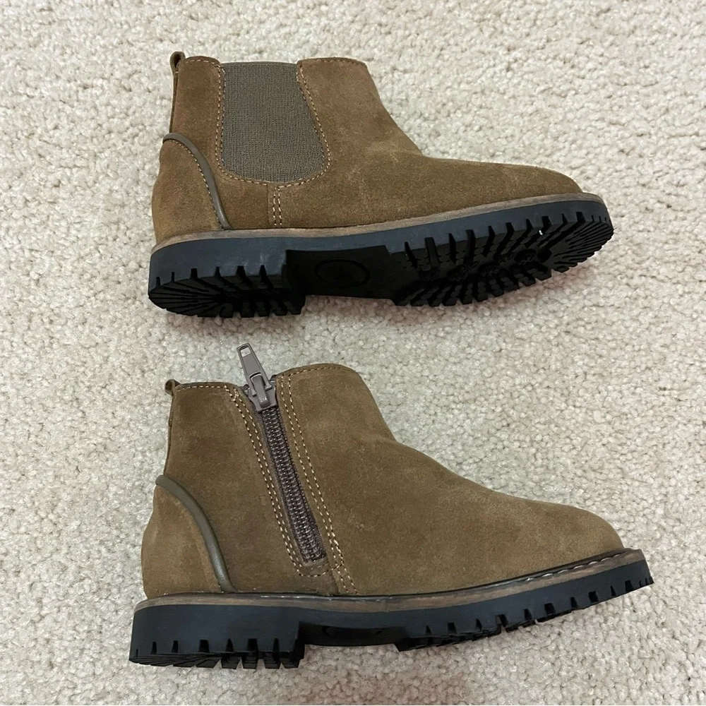 Zara Brown Suede Chunky Side Zipper Unisex Boots NWOT